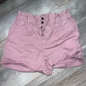 Universal Pink High Waist Shorts with Cuffed Hem